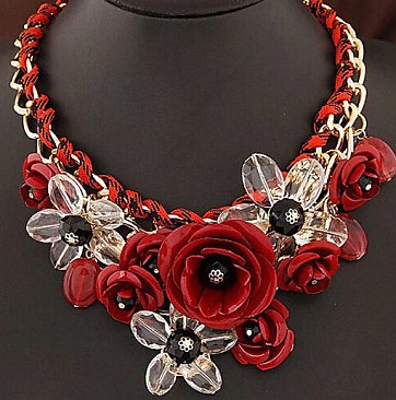 Chunky Floral Crystal Gold Chain Necklace