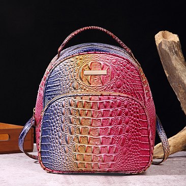 Tie-dyed Crocodile Skin Backpack