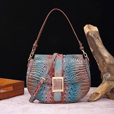 Tie-dyed Crocodile Flap Shoulder bag