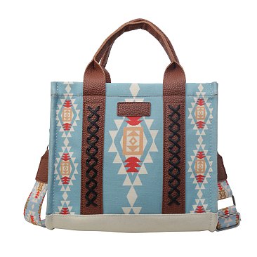 Aztec Print Canvas Tote With Guitar Strap