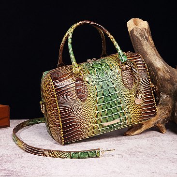 Tie-dyed Crocodile Boston Satchel  Bag