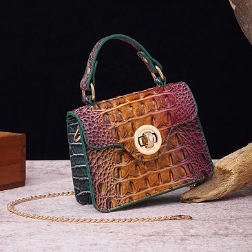 Tie-dyed Crocodile Skin Crossbody Bag