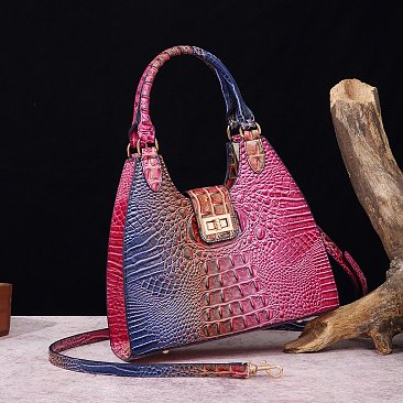 Tie-dyed Crocodile Shoulder Bag