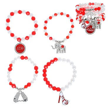 Crystal SORORITY BEADED STACKABLE CHARM BRACELET SET [ clone ]