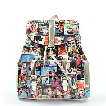 Obama Michele Print Draw String Backpack