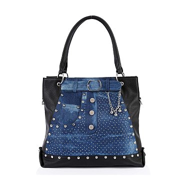 Belted Jean Design Tote Handbag