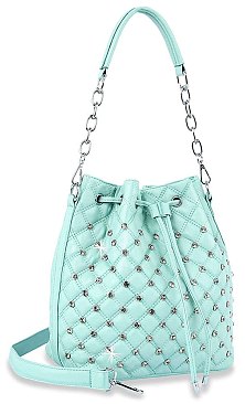 Rhinestone Studded Drawstring Hobo