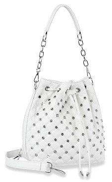 Rhinestone Studded Drawstring Hobo