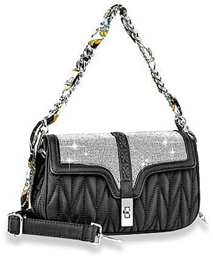 Scarf Accented Sparkling Shoulder Bag