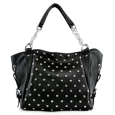 Studded Rhinestone Chain Shoulder Bag