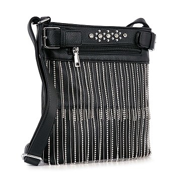 Beaded Fringe Crossbody Sling Handbag