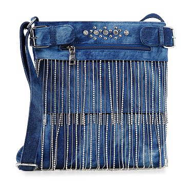 Beaded Fringe Crossbody Sling Handbag