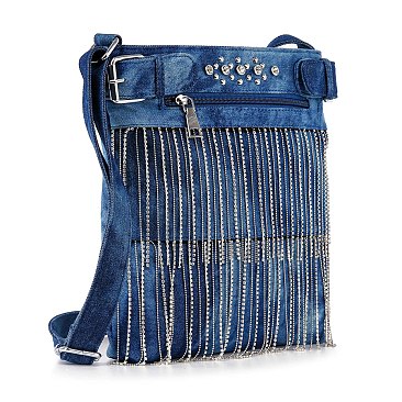 Beaded Fringe Crossbody Sling Handbag