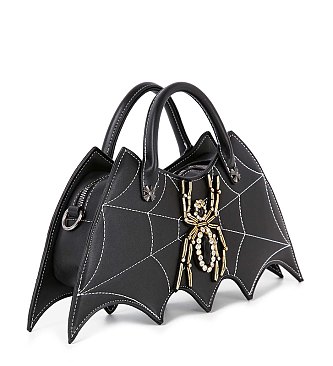 Bat Wing Rhinestone Spider Accent Fashion Bag