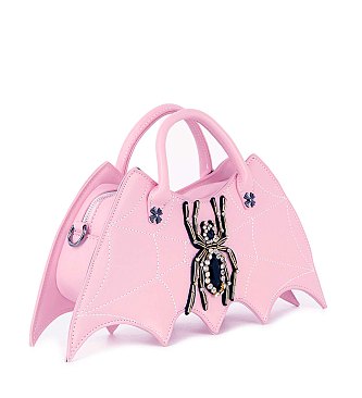 Bat Wing Rhinestone Spider Accent Fashion Bag