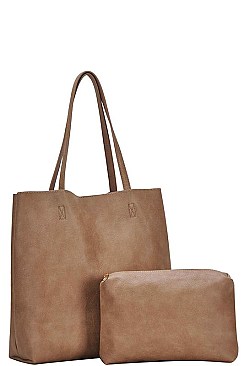 2in1 FASHIONABLE TEXTURED PU LEATHER SOFT TOTE BAG SET JYBGA-5641