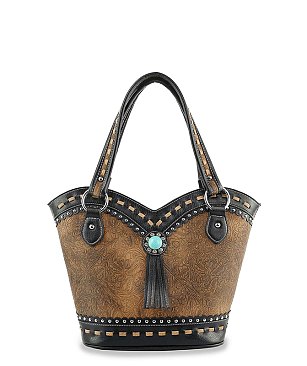 Western Style Embossed Handbag