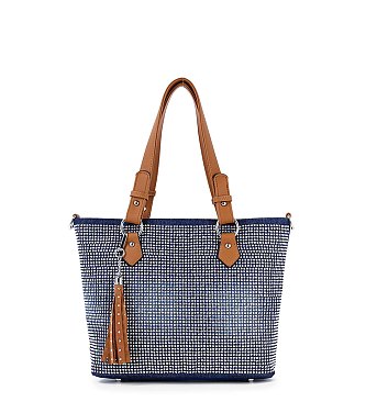 Rhinestone Denim Fashion Tote