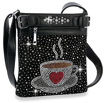 Rhinestone Coffee Cup Crossbody Sling