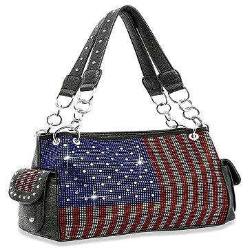 Sparkling American Flag Rhinestone Handbag