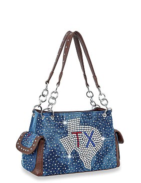 Texas Bling Denim Shoulder Bag