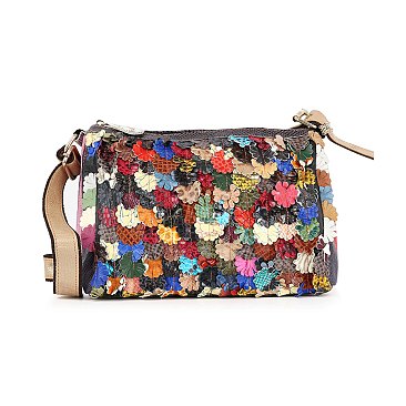 Genuine Leather Colorful Petal Shoulder Bag