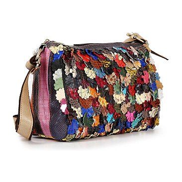 Genuine Leather Colorful Petal Shoulder Bag