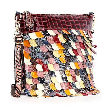 Genuine Leather Colorful Petal Crossbody Sling