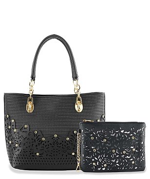 Rhinestone Accent Accessorized Handbag Set