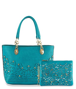 Rhinestone Accent Accessorized Handbag Set