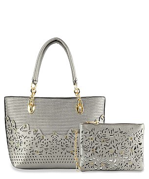 Rhinestone Accent Accessorized Handbag Set