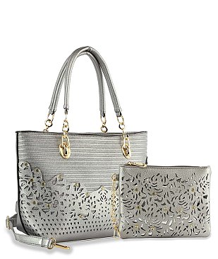 Rhinestone Accent Accessorized Handbag Set