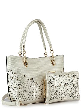 Rhinestone Accent Accessorized Handbag Set