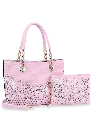 Rhinestone Accent Accessorized Handbag Set