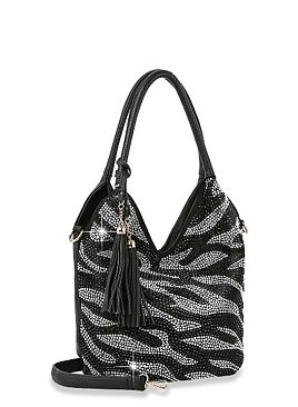 Zebra Rhinestone Pattern Shoulder Bag