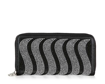 Rhinestone Wavy Bling Accordion Wallet