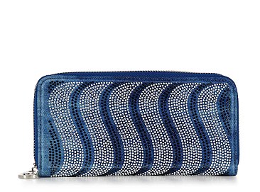 Rhinestone Wavy Bling Accordion Wallet