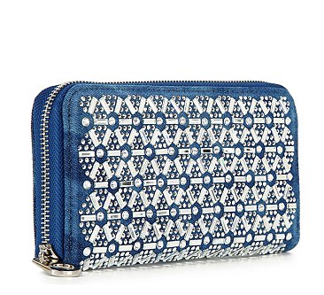 Rhinestone Design Accordion Wallet