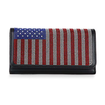 American Flag Rhinestone Wallet Sling Bag