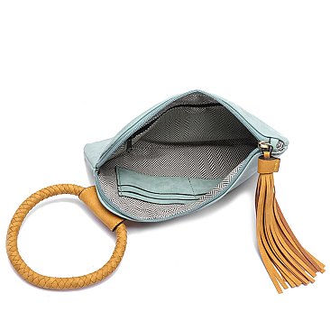 Fashion Cuff Handle Tassel Wristlet Clutch