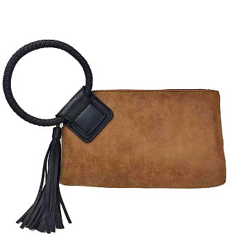 Fashion Cuff Handle Tassel Wristlet Clutch