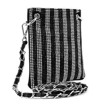 Striped Rhinestone Petite Crossbody Sling