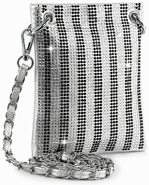 Striped Rhinestone Petite Crossbody Sling