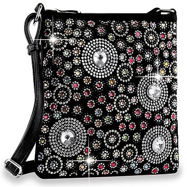 Circle Pattern Colorful Rhinestone Crossbody Sling