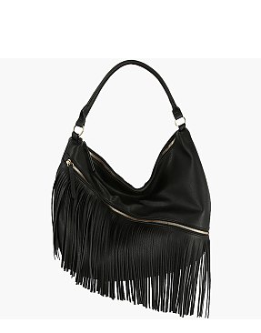 CHILLX Fringe Hobo Shoulder Bag