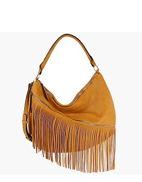 CHILLX Fringe Hobo Shoulder Bag