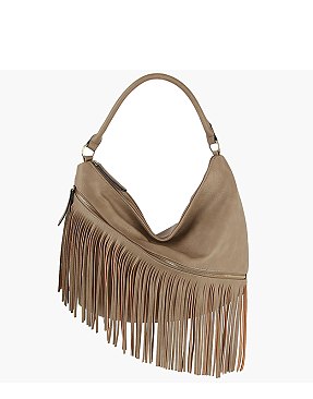 CHILLX Fringe Hobo Shoulder Bag