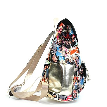 Obama Michele Print Draw String Backpack