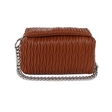 Chevron Pleated Chain Link Boxy Satchel