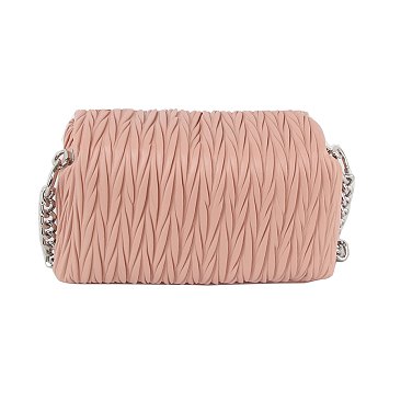 Chevron Pleated Chain Link Boxy Satchel